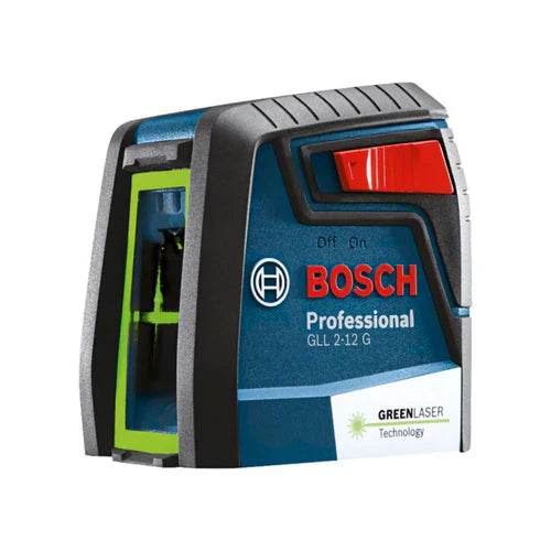 Nível Laser verde Bosch GLL 2-12 G alcance 12m Com Suporte - Artesana Divisorias e Forros LTDA