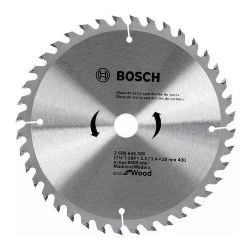 Disco de Serra Circular Eco para Madeira ø184 mm x Furo 20mm - 40 Dentes Bosch - Artesana Divisorias e Forros LTDA