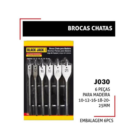Broca Chata para Madeira - 6 Peças - J030