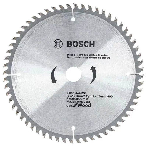 Disco de Serra Circular Eco para Madeira ø184 mm x Furo 20mm - 60 Dentes Bosch - Artesana Divisorias e Forros LTDA