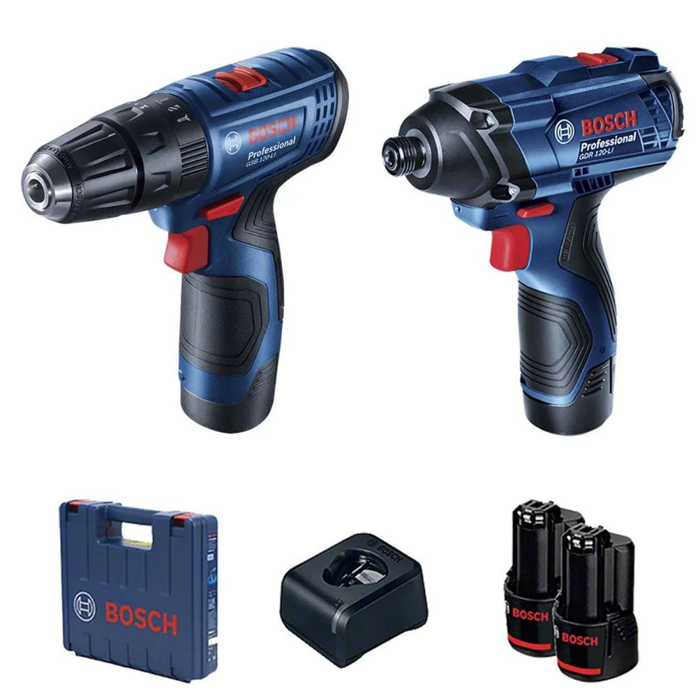 Kit Bosch Parafusadeira Furadeira GSB 120-LI e Cha