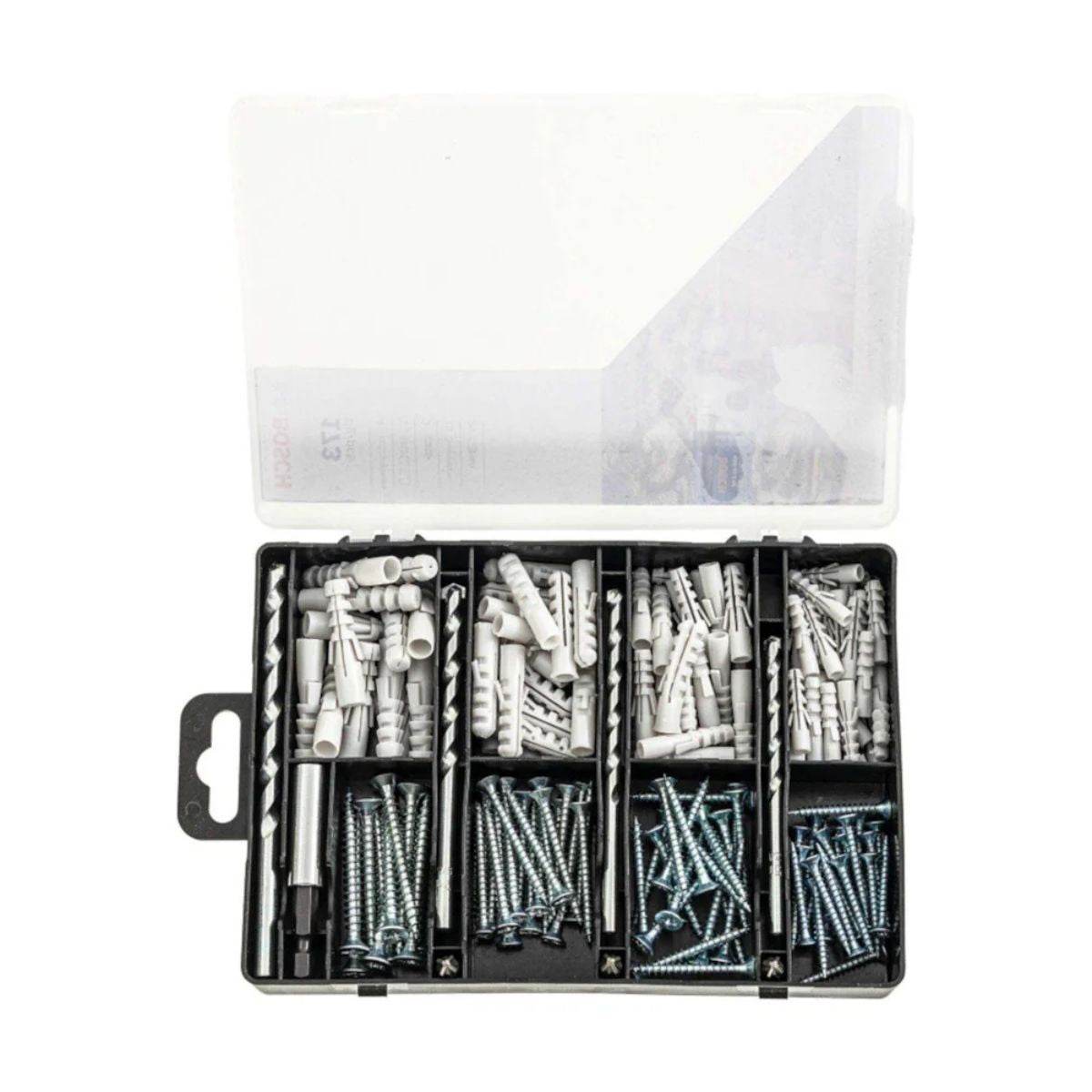 Kit de Fixação com Brocas, Pontas, Parafusos e Pregos (173 peças