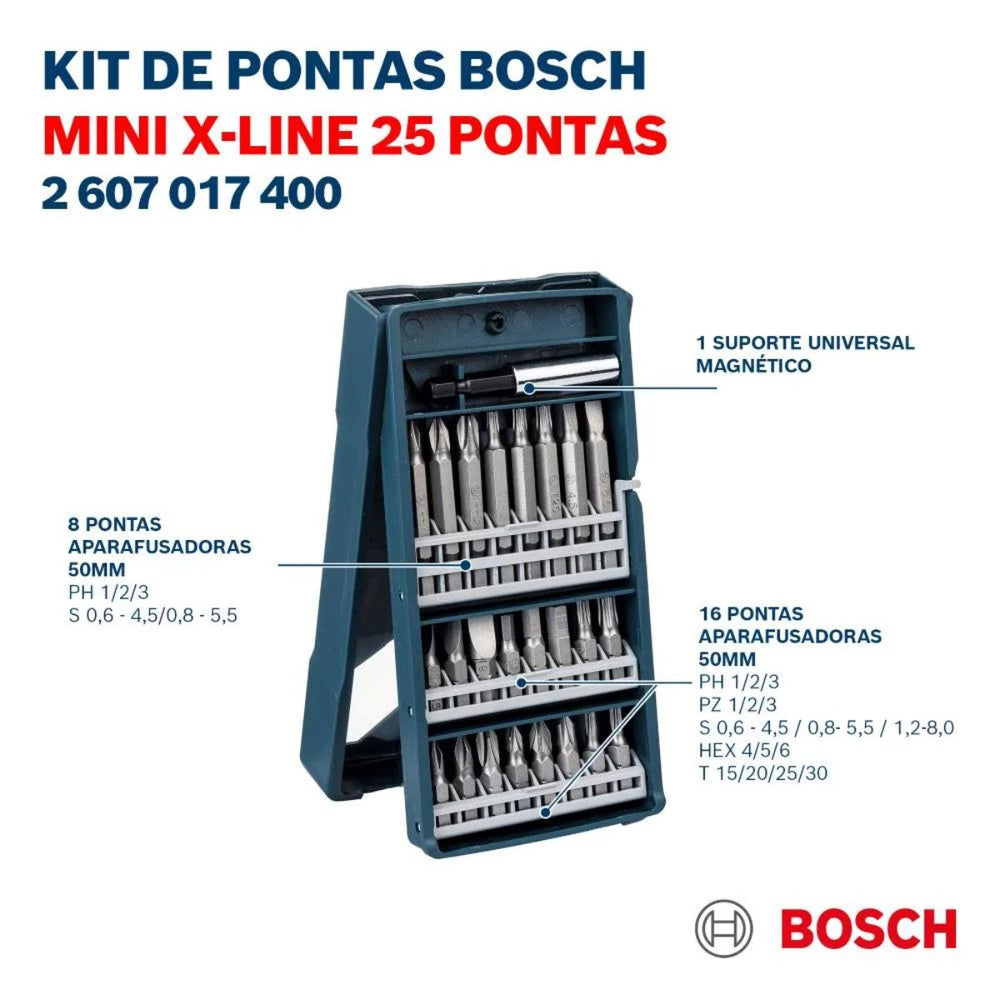 Kit de Pontas para parafusar Bosch Mini X-Line com