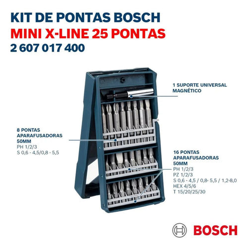 Kit de Pontas para parafusar Bosch Mini X-Line com