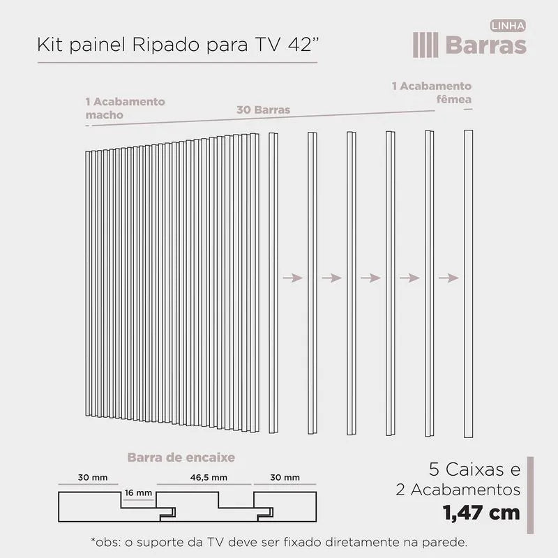 Painel Ripado para TV até 42"