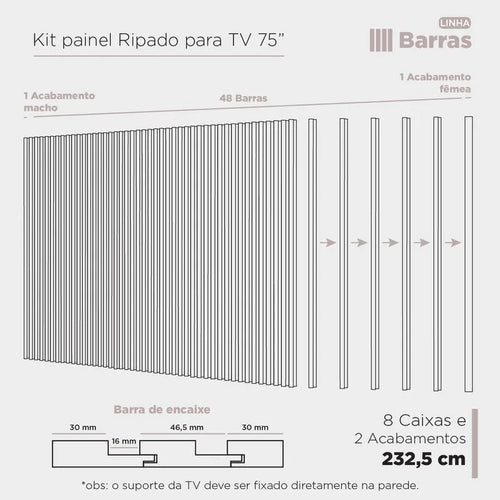 Painel Ripado para TV até 75"