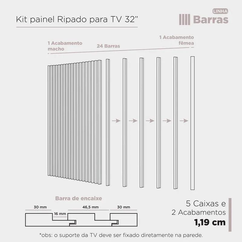 Painel Ripado para TV até 32"
