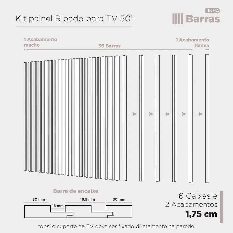 Painel Ripado para TV até 50"