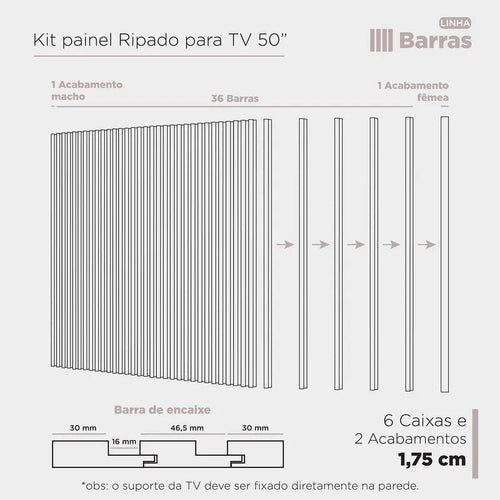 Painel Ripado para TV até 50"