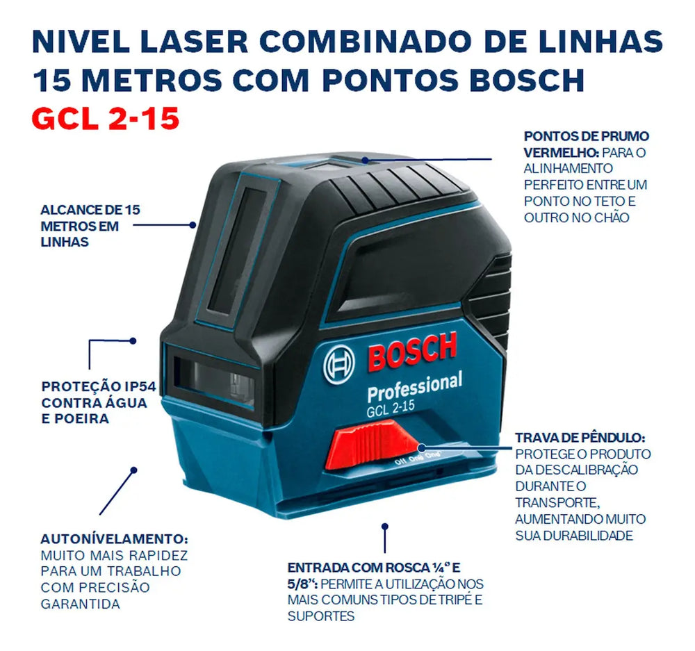 Nível a Laser Bosch GCL 2-15 de linhas 15 m